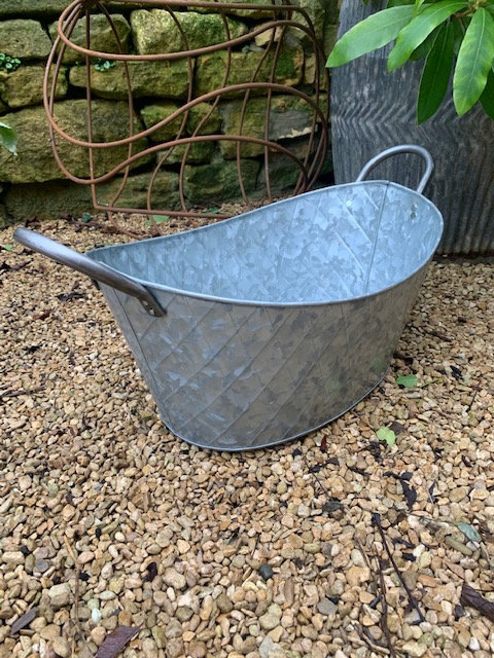 Galvanised Bathtub Style Planter Etsy