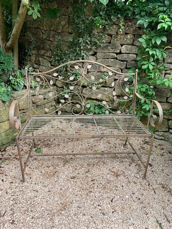 Vintage metal garden bench best sale