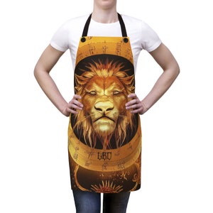 Leo Zodiac Sign Horoscope Witchy Apron | Grilling Apron | Cooking Apron | Gift for Him Or Her | Housewarming