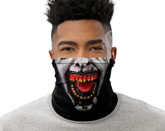 Horror Mask Neck Gaiter, Face Cover,Head Band, For Men Women Adults, Hilarious Human Face, Gag Gift, Tubular Bandana, Snood Scarf