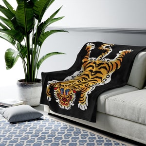 Tibetian Tiger Art Illustration Velveteen Plush Blanket