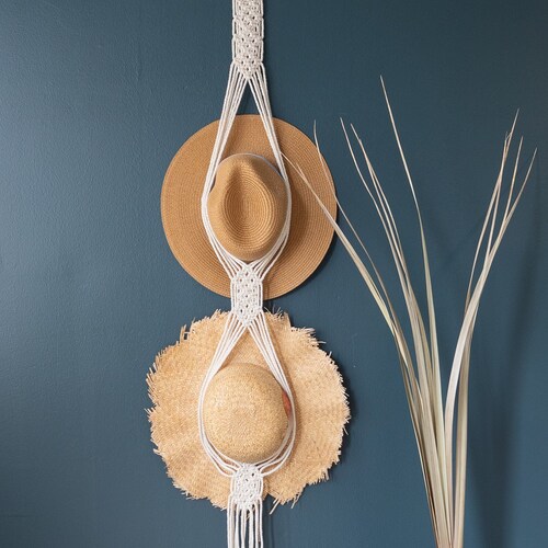 Boho Macrame Double or Triple Hat Hanger - Etsy