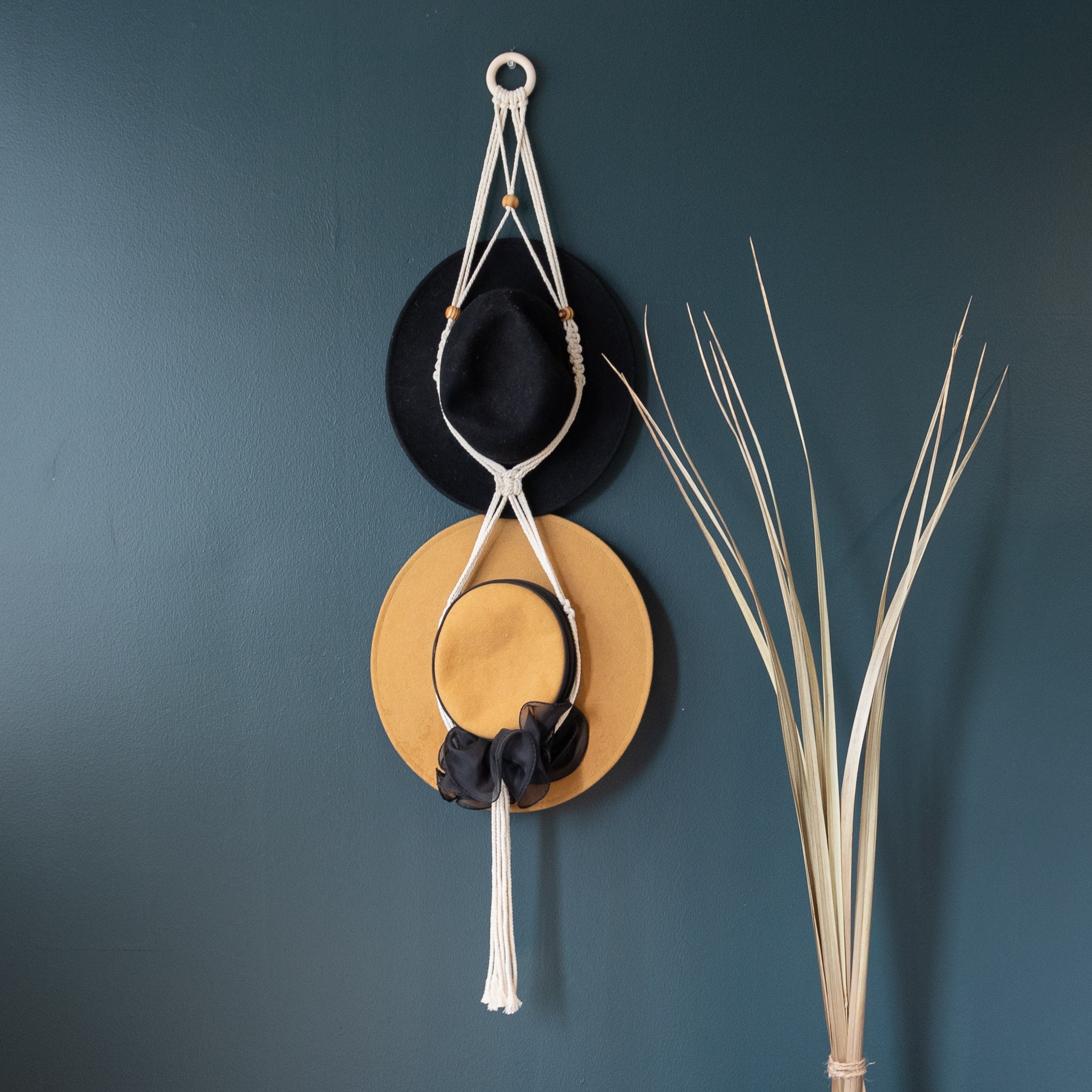 Macrame Boho Triple Hat Hanger | Etsy