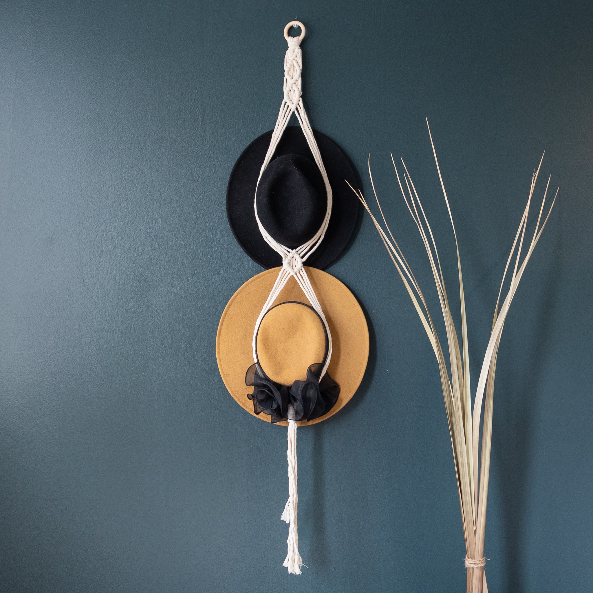 Boho Macrame Double or Triple Hat Hanger - Etsy