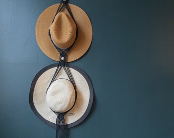 Macrame Boho Double Hat Hanger | Hat Rack | Hat Holder