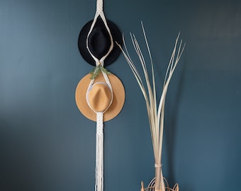 Macrame Boho Double Hat Hanger | Hat Rack