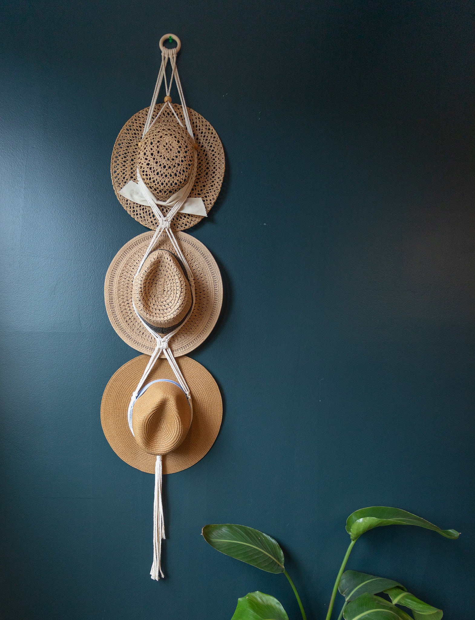 Macrame Boho Triple Hat Hanger | Etsy