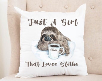 sloth throw pillow