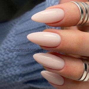 Milky Light Pink Builder Gel Press On Nails | Acrylic Nails |False Nails | Luxury Nails | Nails in this image are Medium Almond