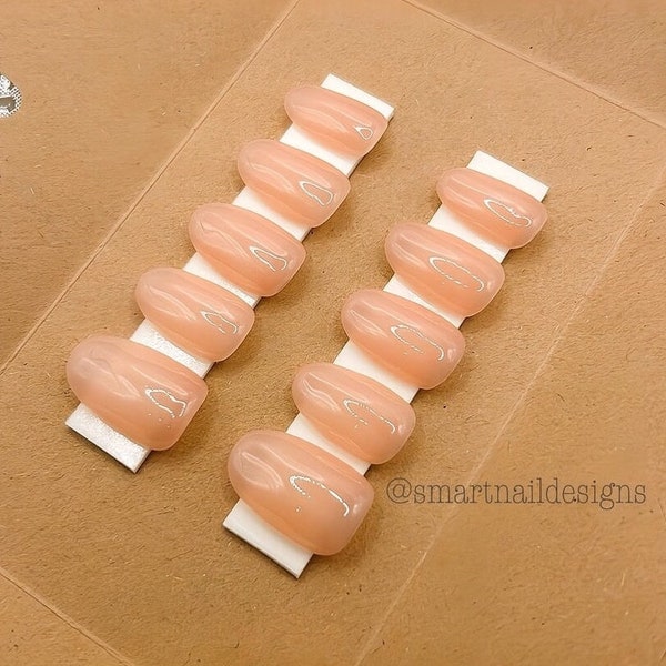 Subtle Nude Builder Gel Press On Nails | Acrylic Nails | Builder Gel Nails  |False Nails | Natural Nails | Nails in this image, Short Oval