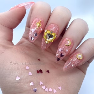 Press On Nails in Jelly Heart Moon | Acrylic Nails | Kawaii Nails | Nails in this image are Medium Almond