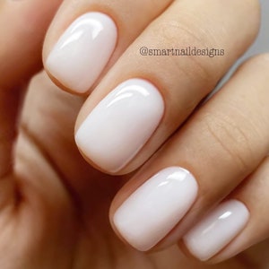 Milky White Builder Gel Press On Nails | Acrylic Nails |False Nails | Luxury Nails | Nails in this image are Short Square