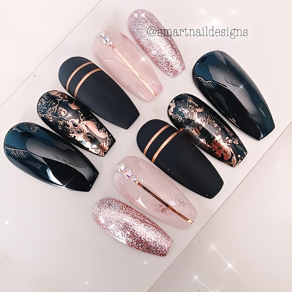 Rose Gold Nails - Etsy