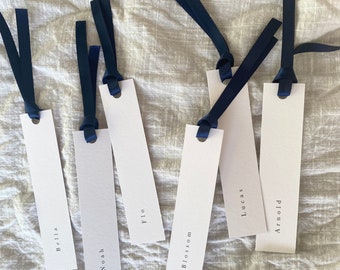 Wedding place cards, wedding place names, navy wedding place cards, modern wedding place cards, navy ribbon place names