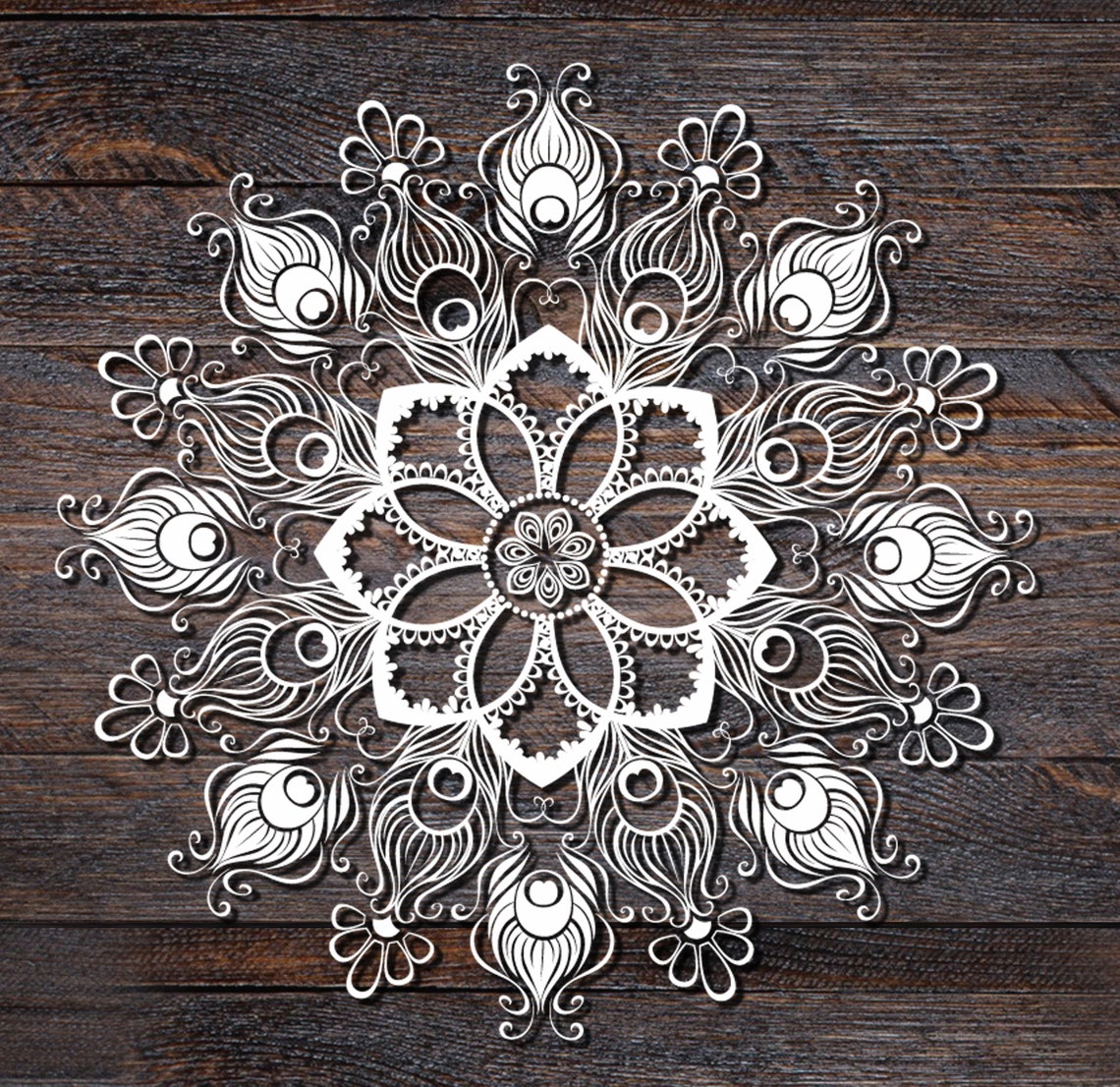 Mandala de plume de paon PNG JPG Plume de paon SVG eps dxf | Etsy