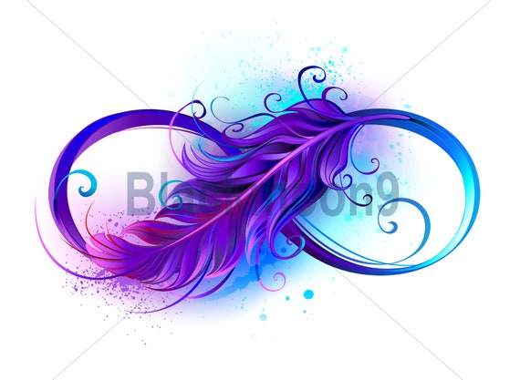 Unendlichkeit Mit Lila Feder Vektor Illustration Eps Png Etsy