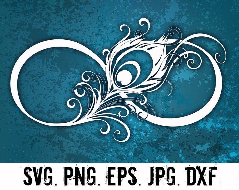 Download Infinity symbol with peacock feather in SVG Black contour ...