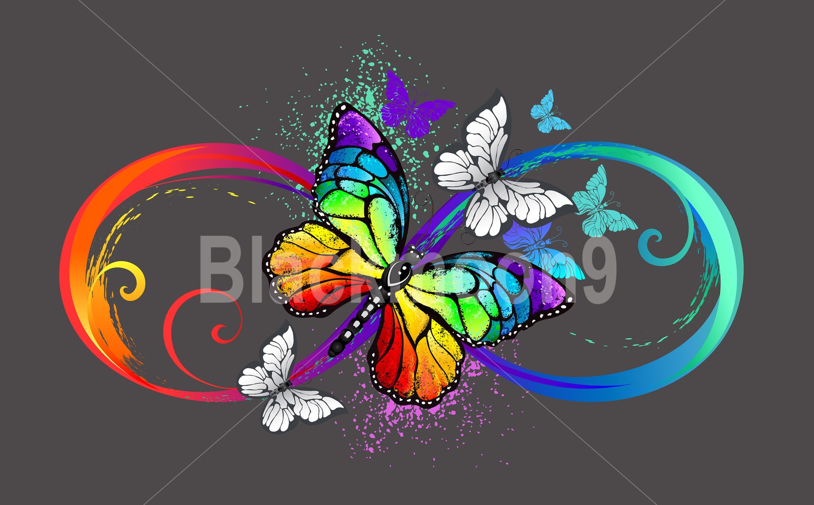 Infinity with rainbow butterfly vector EPS Rainbow ...