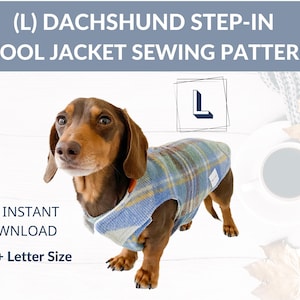 Dackel Wollmantel (L) Step-In Design | Schnittmuster | Winterjacke für Dackel | langer Hundemantel | Foto Anleitung
