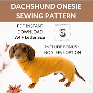 Dachshund Turtleneck Sweater Sewing Pattern | Size S | Video Tutorial | Photo Instructions | Long Dog Jumper
