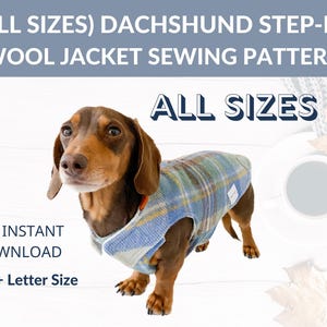 Bundle (Alle Größen) Dackel Wollmantel | Step-in Design | Schnittmuster | Winterjacke für Dackel | Langer Hundemantel | Telefon Anleitung