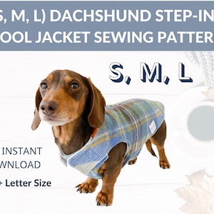 Dackel Wollmantel (S, M, L) Step-In Design | Schnittmuster | Winterjacke für Dackel | langer Hundemantel | Foto Anleitung