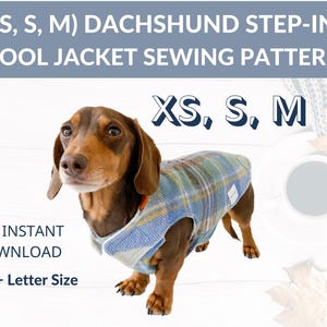 Bundle (XS, S, M) Dackel Wollmantel | Step-in Design | Schnittmuster | Winterjacke für Dackel | Langer Hundemantel | Telefon Anleitung