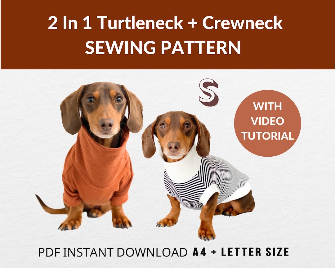 Dog Jumper Sewing Pattern 2 Designs Dachshund Size S Video Tutorial