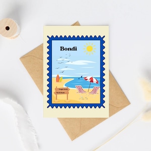 IMPRESIÓN DIGITAL. Diseño de postal/impresión de la playa Bondi de Sídney