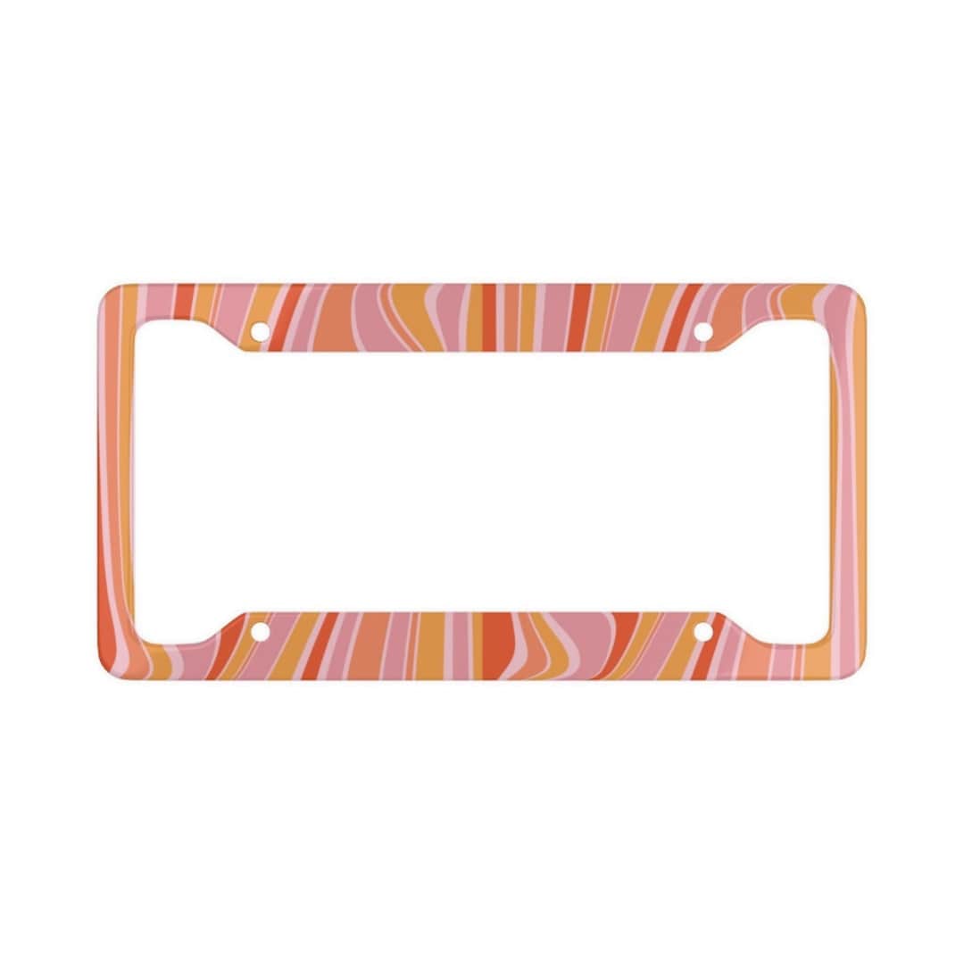 Groovy License Plate Frame Pink License Plate Frame Retro Etsy