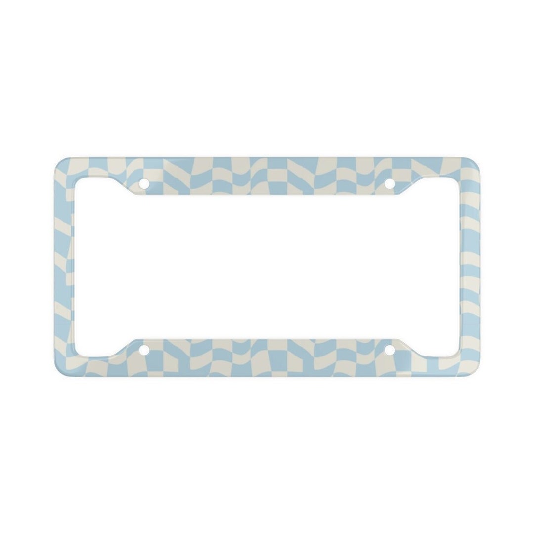 Checkered License Plate Frame Light Blue License Plate Frame Etsy
