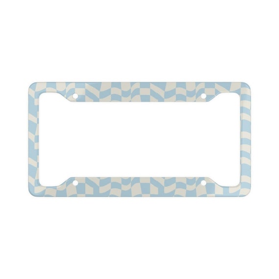 Checkered License Plate Frame Light Blue License Plate Frame Etsy