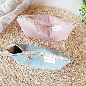 Handmade small canvas bags. Small wet bags. Waterproof lining zipper pouch. Cute eco friendly reusable snack bags. Travel toiletry pouch.