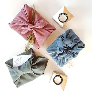 Furoshiki cloth made of 100% linen. Zero waste  gift wrap. Wrapping cloth reusable as a tea towel. Furoshiki fabric. Eco friendly products