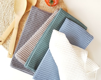 Waffle cotton towel. Handmade waffle tea towel. Hanging hand towel. Soft waffle weave dish towels. Kitchen hand towel. Housewarming gift