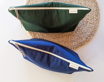 XL cotton canvas zipper pouch with organic waterproof lining. Big makeup bag/ Travel toiletry bag. Baby accessories. Cosmetic pouch gift.