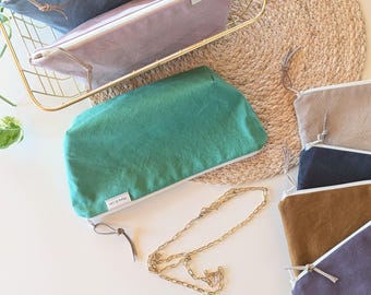 Large cotton canvas zipper pouch with organic waterproof lining. Aesthetic makeup bag/ Colorful cosmetic pouch. Baby toiletry bag-travel bag