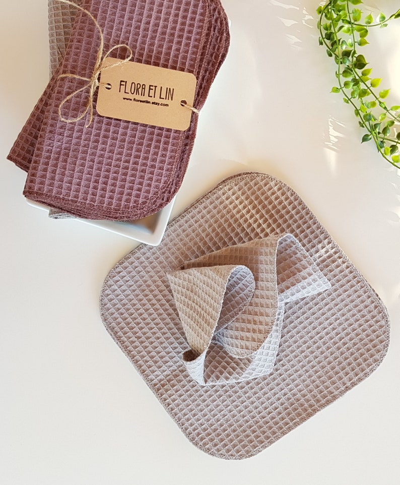 Unpaper towels. Reusable paper towels. Paperless towels set. Cloth paper towels. Waffle weave zero waste cleaning wipes. Unpaper napkins. bild 5