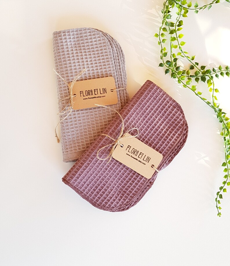 Unpaper towels. Reusable paper towels. Paperless towels set. Cloth paper towels. Waffle weave zero waste cleaning wipes. Unpaper napkins. bild 3