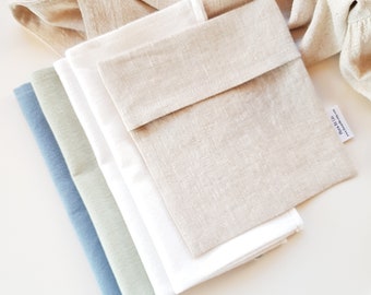 Organic handkerchief. Zero waste tissues. 4 hankies set + storage bag. Organic cotton flannel handkerchiefs. Reusable tissues.