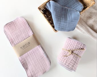 Organic cotton reusable toilet paper. 4 layers gauze washable toilet paper. Eco friendly Family cloth toilet paper. Soft bidet cloth wipes.