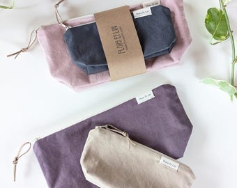 Aesthetic 2-Piece Large & Small Canvas Pouch Gift Set – Waterproof-Lined Bags for Makeup, Baby Toiletries Travel Essentials. Custom Colors