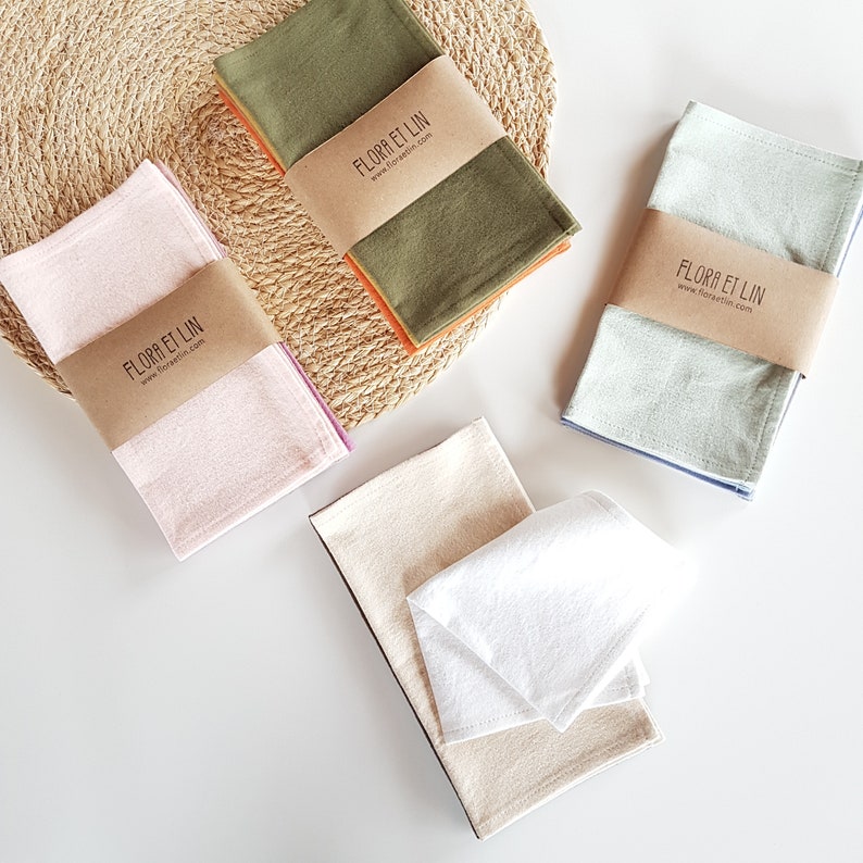 Organic handkerchief. Zero waste tissues. 4 cotton hankies set. Organic cotton flannel handkerchiefs. Cute reusable fabrics. Hankerchief men no bag