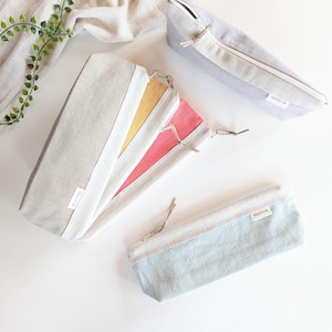 Linen Waterproof Pouch/ Cosmetic Bag/  Makeup Brush, Toothbrush, Pencil Case/ Travel Wetbag/ Toiletry zipper bag/ Ecofriendly unique gifts