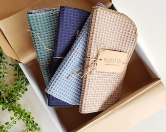 4 packs of 6 waffle weave cotton Unpaper towels/napkins. Reusable paper towels. Colorful paperless towels set. Eco-friendly zero waste gift