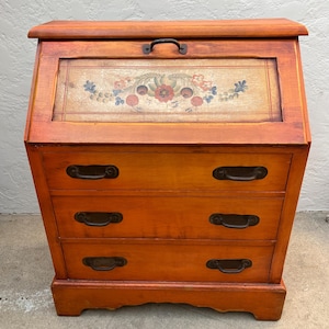 Monterey Furniture Rare Orange Drop Front Desk 1930 Spanish Revival