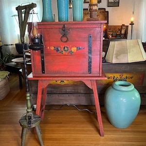 Monterey Furniture Red Varqueno Desk 1930 Spanish Revival