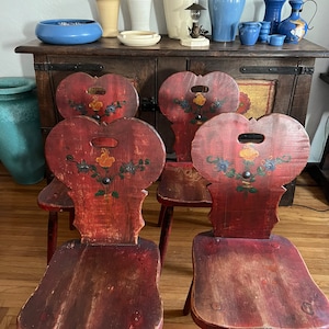 Early Red Monterey Wine Cellar Chairs (set of four) 1929