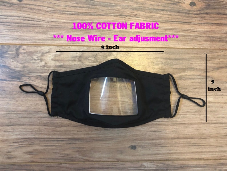 Face Mask with Clear Window Clear mask Visible Expression Etsy