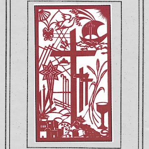 Seasons of the Church Cutwork Banner Paper Pattern, All Seasons Church Banner, cutwork banner pattern, liturgical banner pattern, large patt